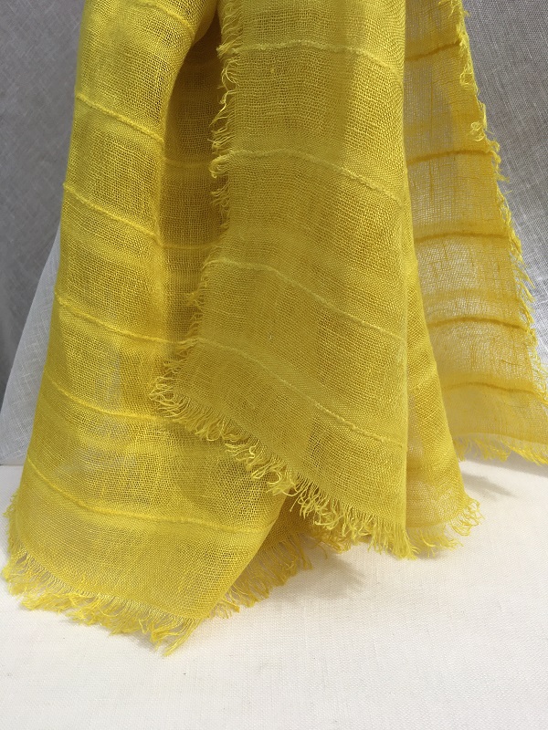 foulard lin raye jaune reseda peregreen detail