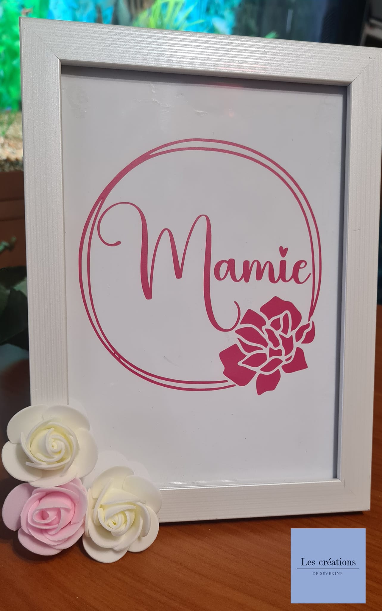 Cadre blanc Mamie ton rose et blanc - Objets personnalisés/Cadre fête des  grands-mères - bijouterie-villemain