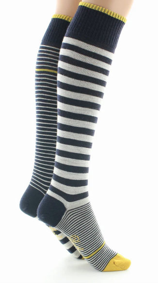 Chaussettes Hautes Laine Peignée - Rayures Asymétriques - Berthe aux Grands Pieds