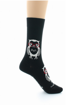 Chaussettes Coton - Hibou Noir/Rouge - Dagobert à l\'envers