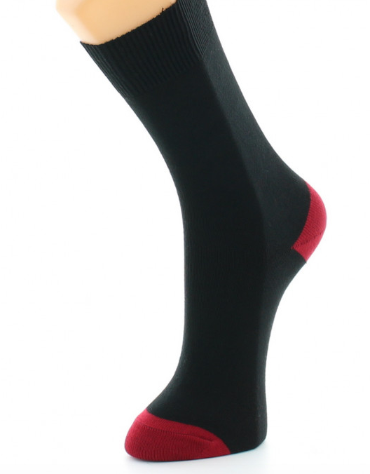 Chaussettes Coton - Unies Noir/Rouge - Berthe aux Grands Pieds