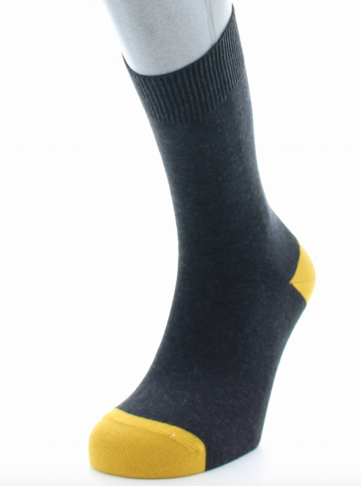 Chaussettes Coton - Unies Anthracite/Jaune - Berthe aux Grands Pieds