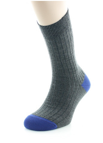 Chaussettes Laine Côtelées - Anthracite/Marine - Berthe aux Grands Pieds