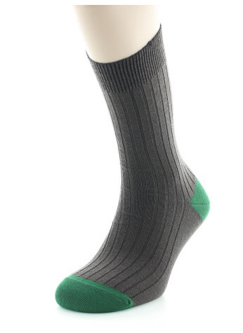 Chaussettes Laine Côtelées - Marron/Vert - Berthe aux Grands Pieds