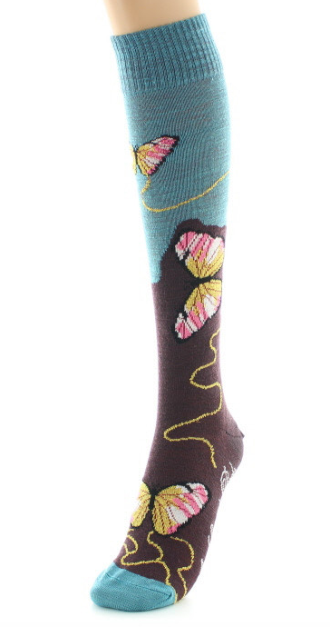 Chaussettes Haute Laine Peignée - L\'Envol de Papillons - Berthe aux Grands Pieds