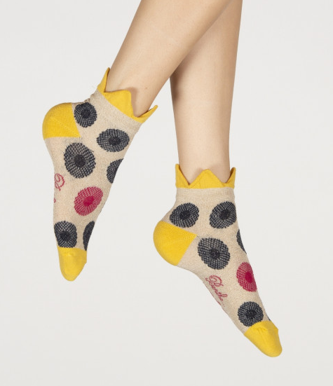 Socquettes Sport Coton - Couronne Jaune et Fleurs - Berthe aux Grands Pieds