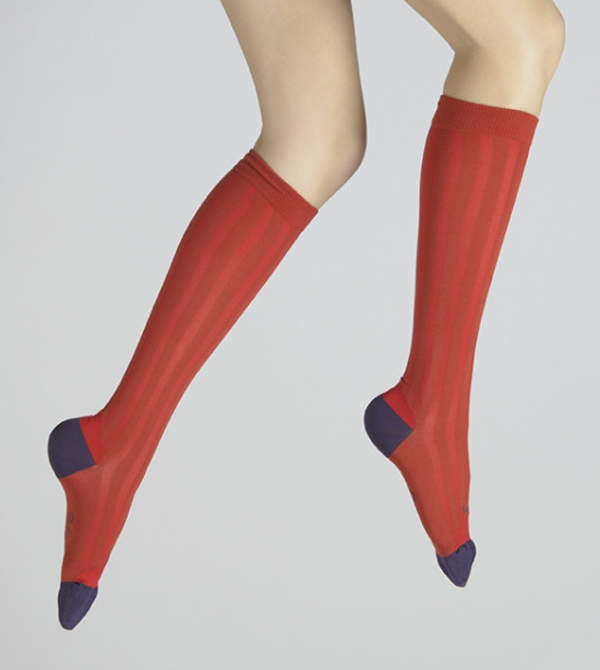 Chaussettes Hautes Soie - Rouille/Violet - Berthe aux Grands Pieds