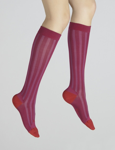Chaussettes Hautes Soie - Fushia/Rouge - Berthe aux Grands Pieds