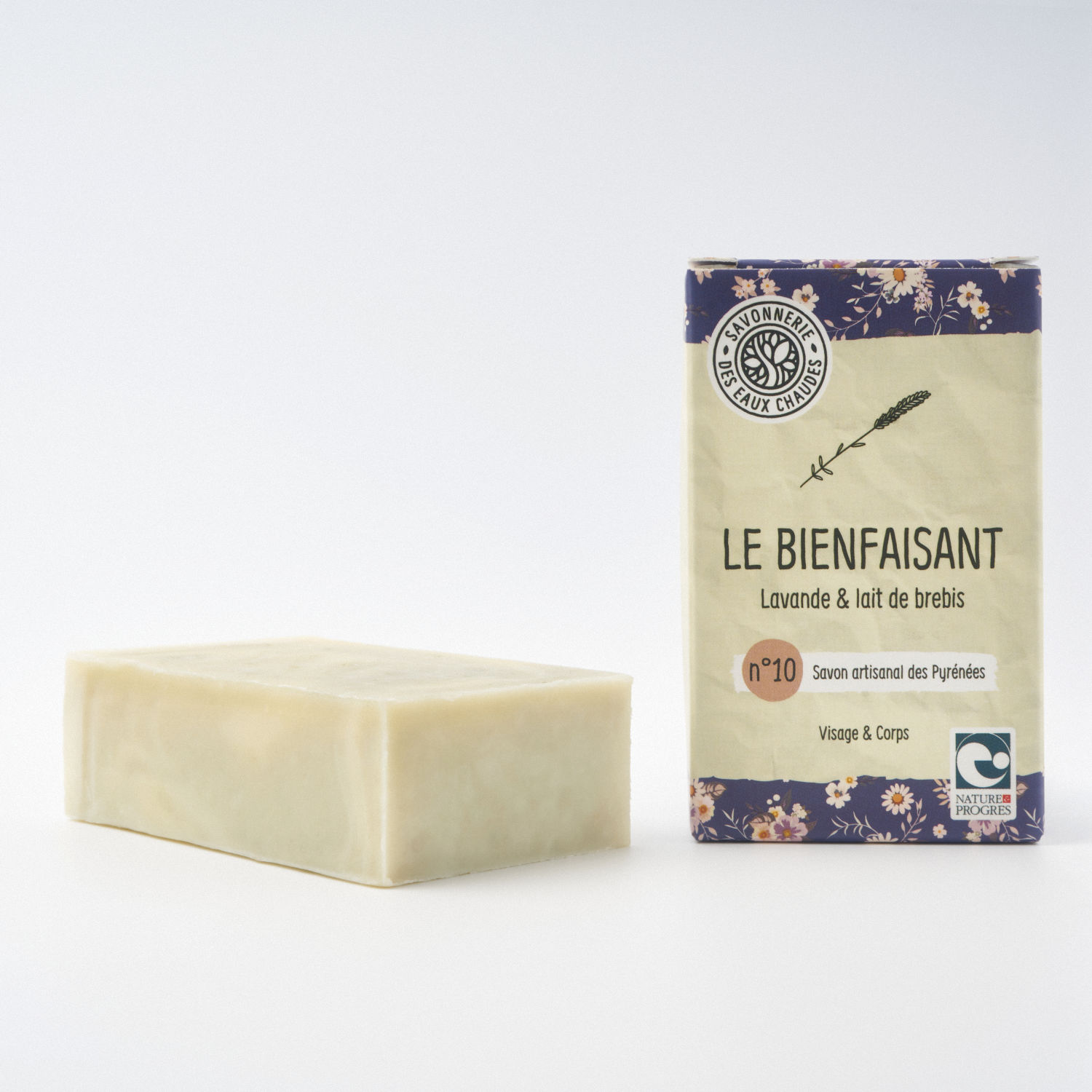 le bienfaisant- savonnerie des eaux chaudes- savon bio- lavande-tea tree-lait-hydratant- naturel- zero dechet- saponifie à froid- nature et progres