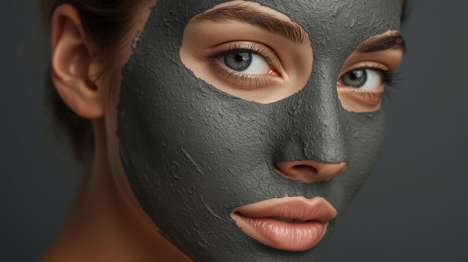 masque dargile gris noir sur visage de femme