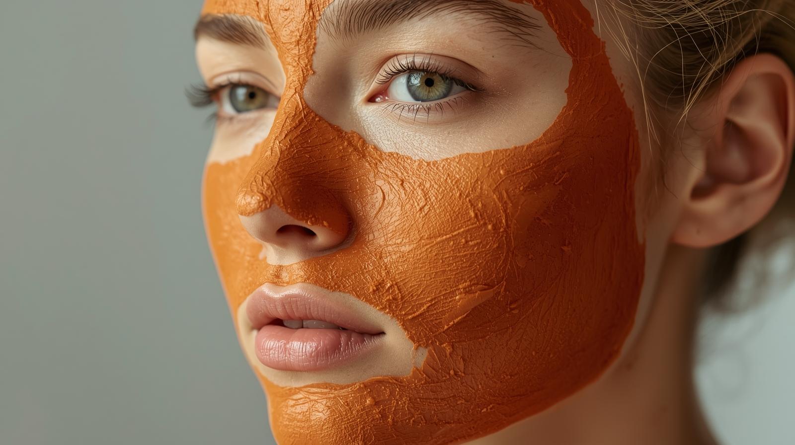 masque dargile orange sur visage de femme