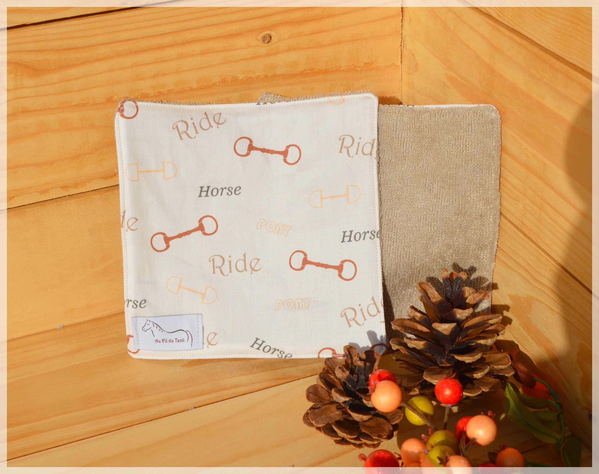 lot 2 lingettes horse'teuil beige