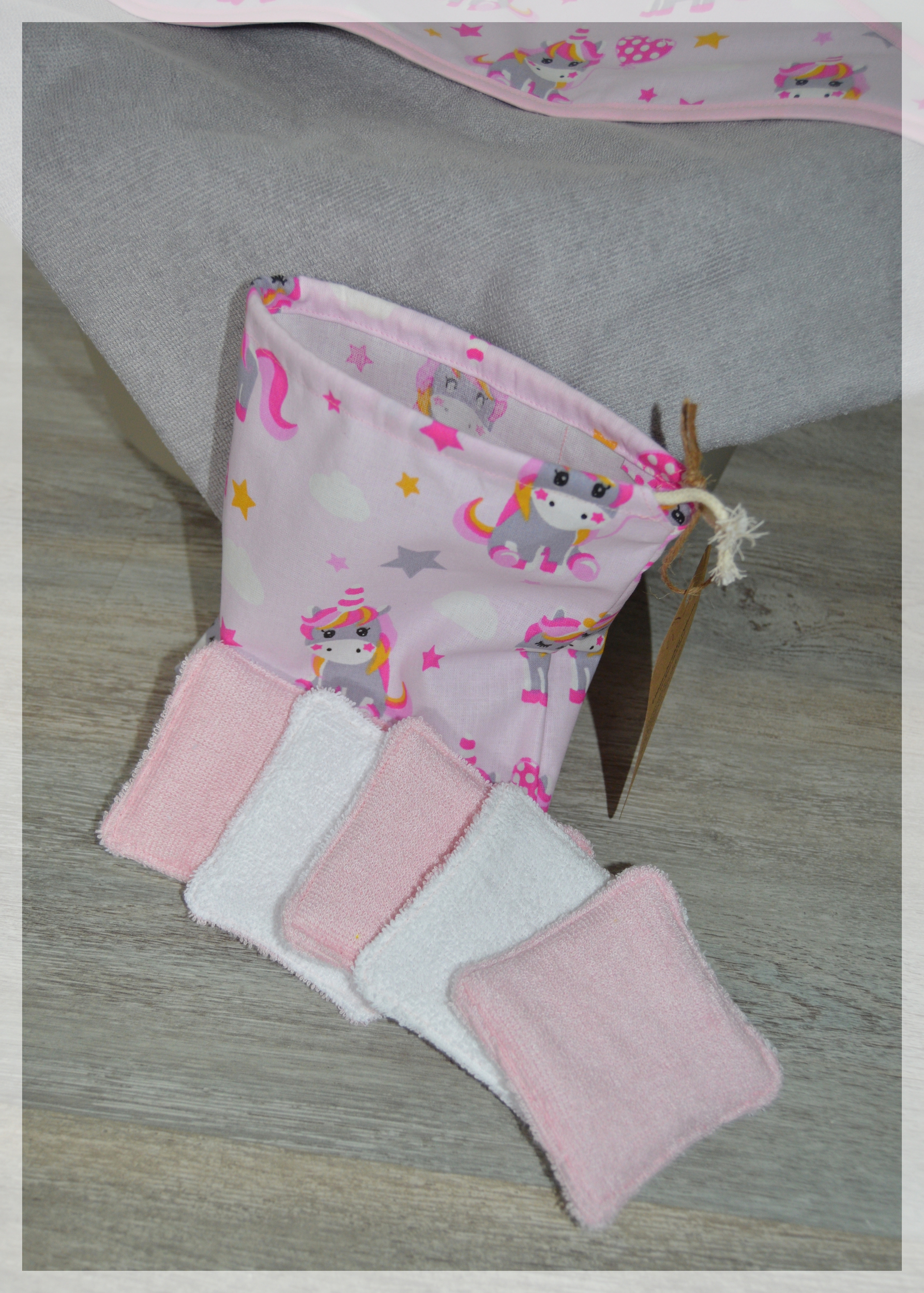 Pochon lingettes Lison rose
