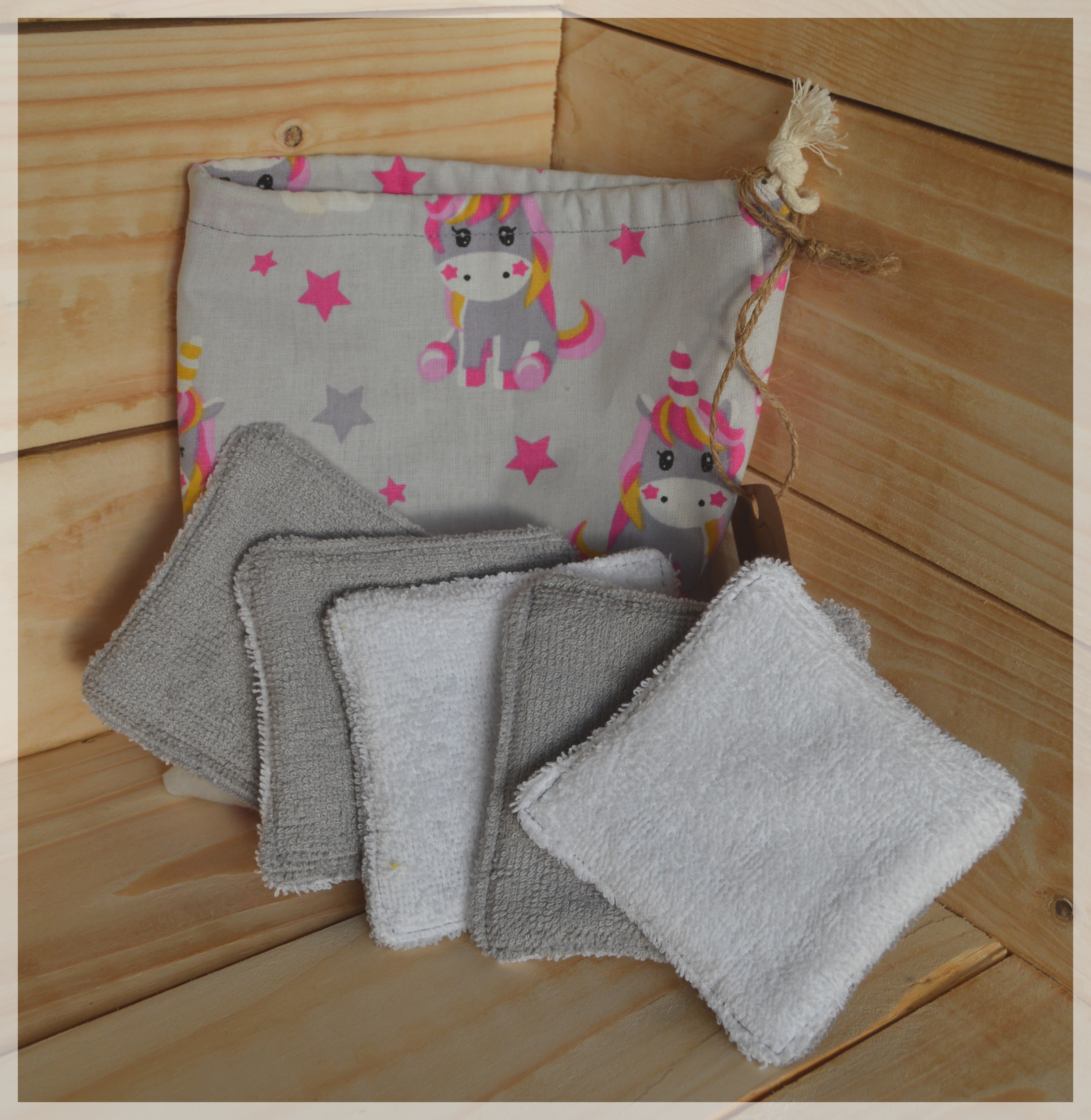 cotons et pochon lisou gris