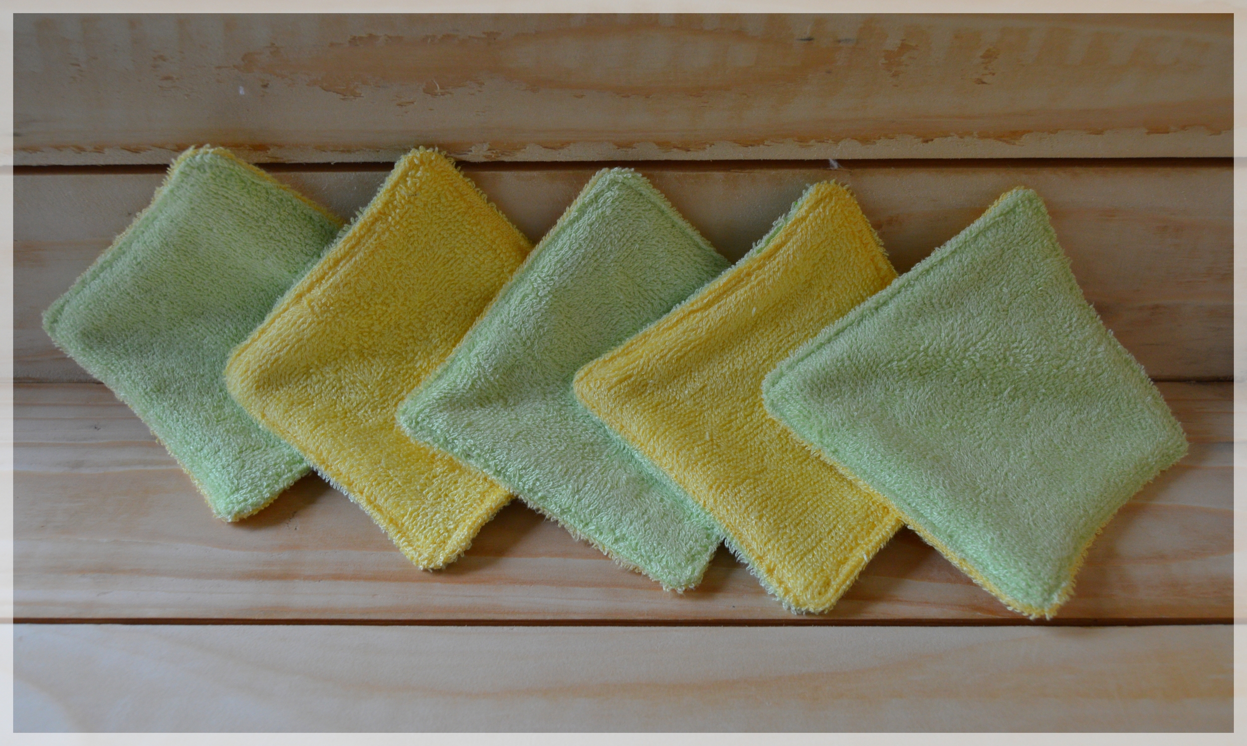 lingettes lavables vert et jaune 1