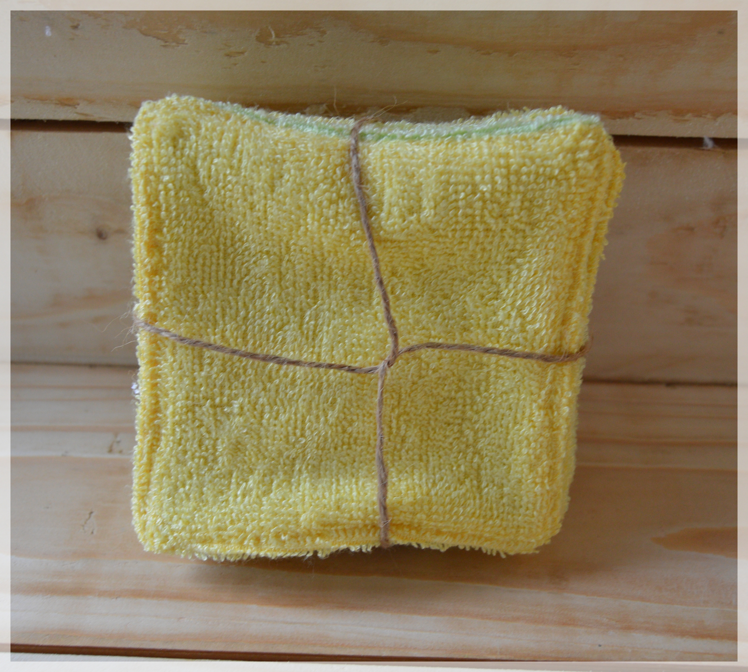 lingettes lavables vert et jaune 3