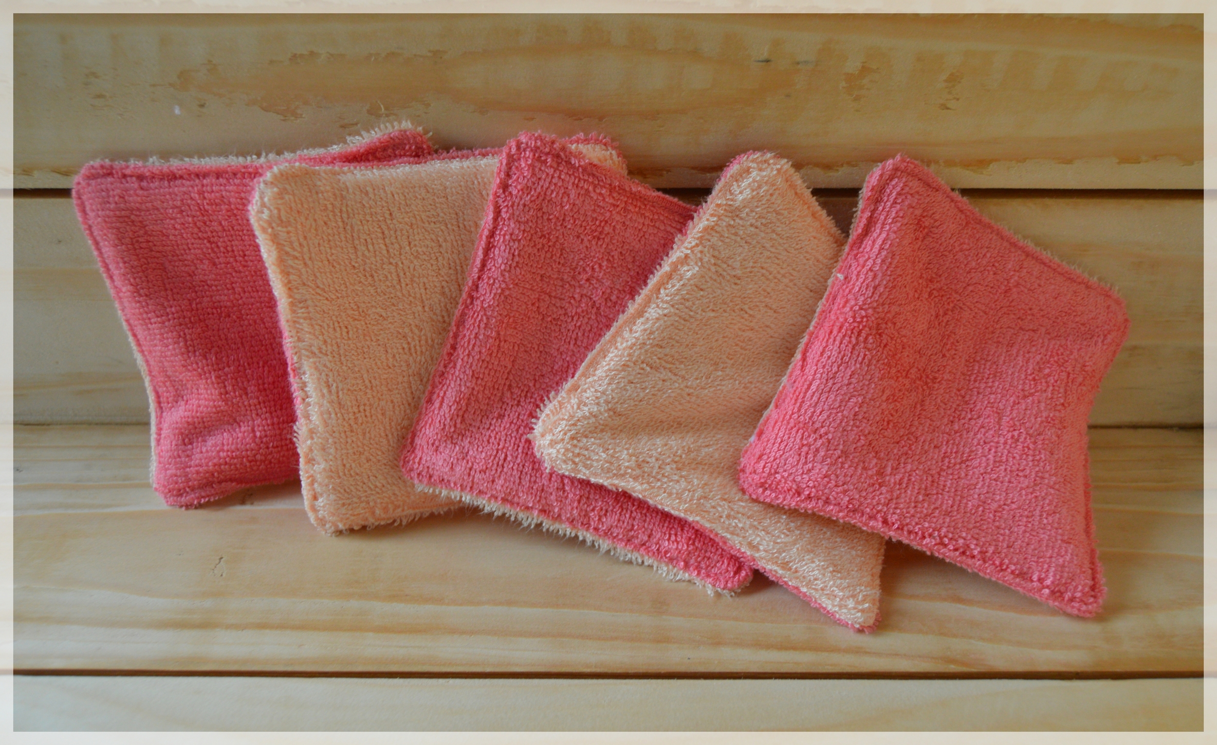 lingettes lavables saumon et rose 1