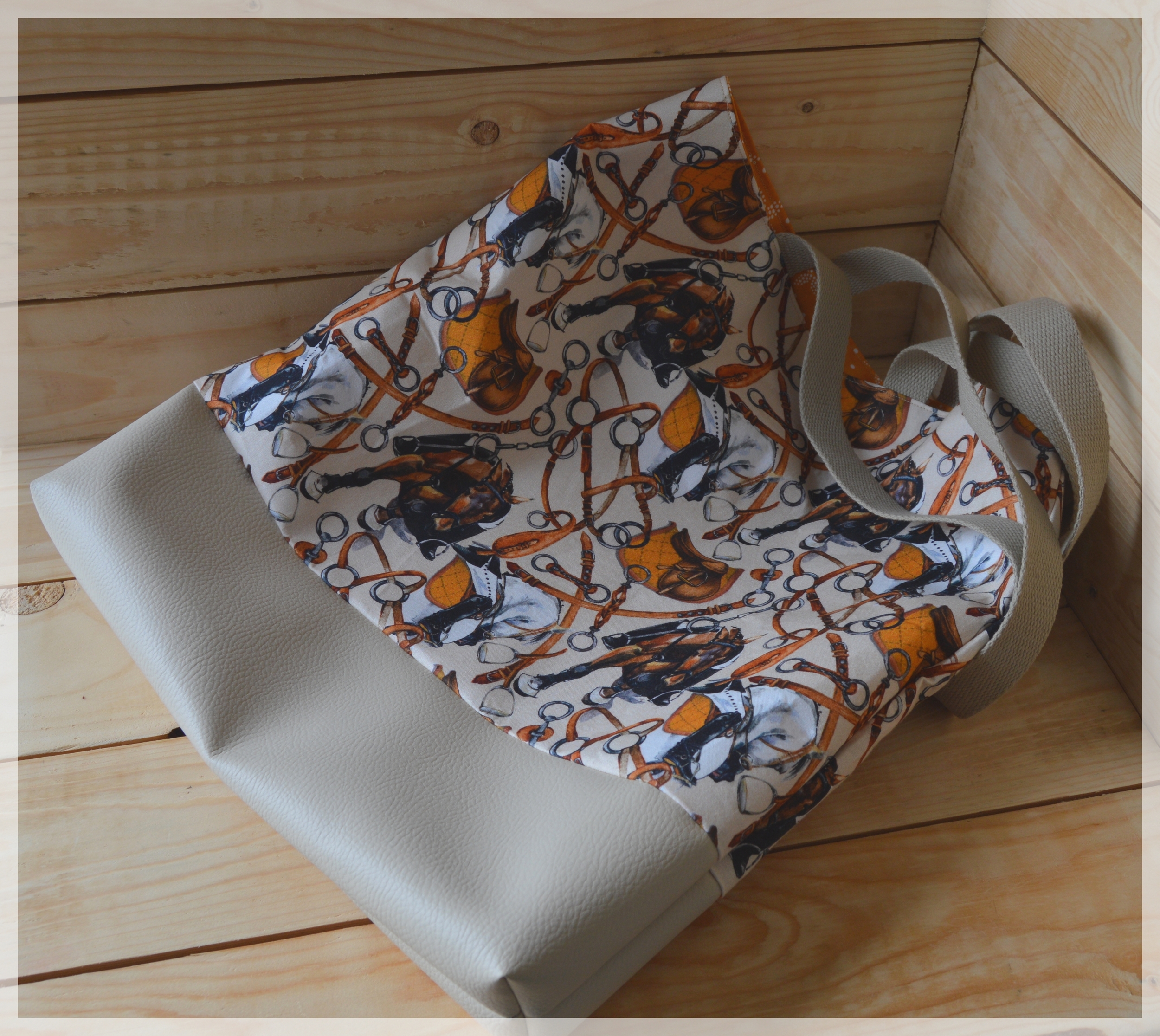 Tote bag harnachement beige 2