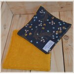 lot 2 lingettes chevaux Hysope bleu nuit