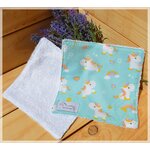 lot 2 lingettes chevaux Calissa bleu blanc