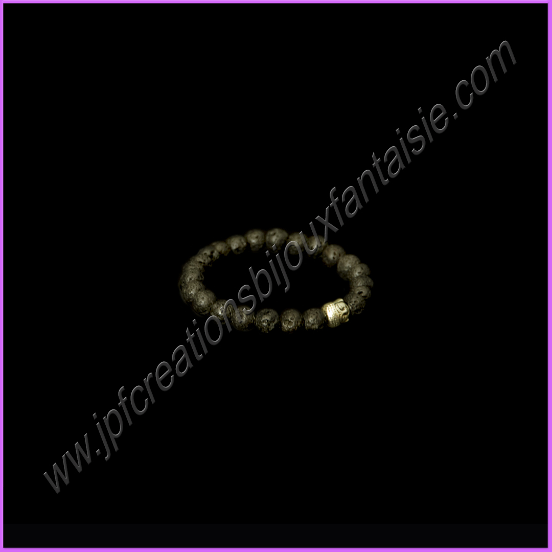 Bracelet pierre de lave et perle fine