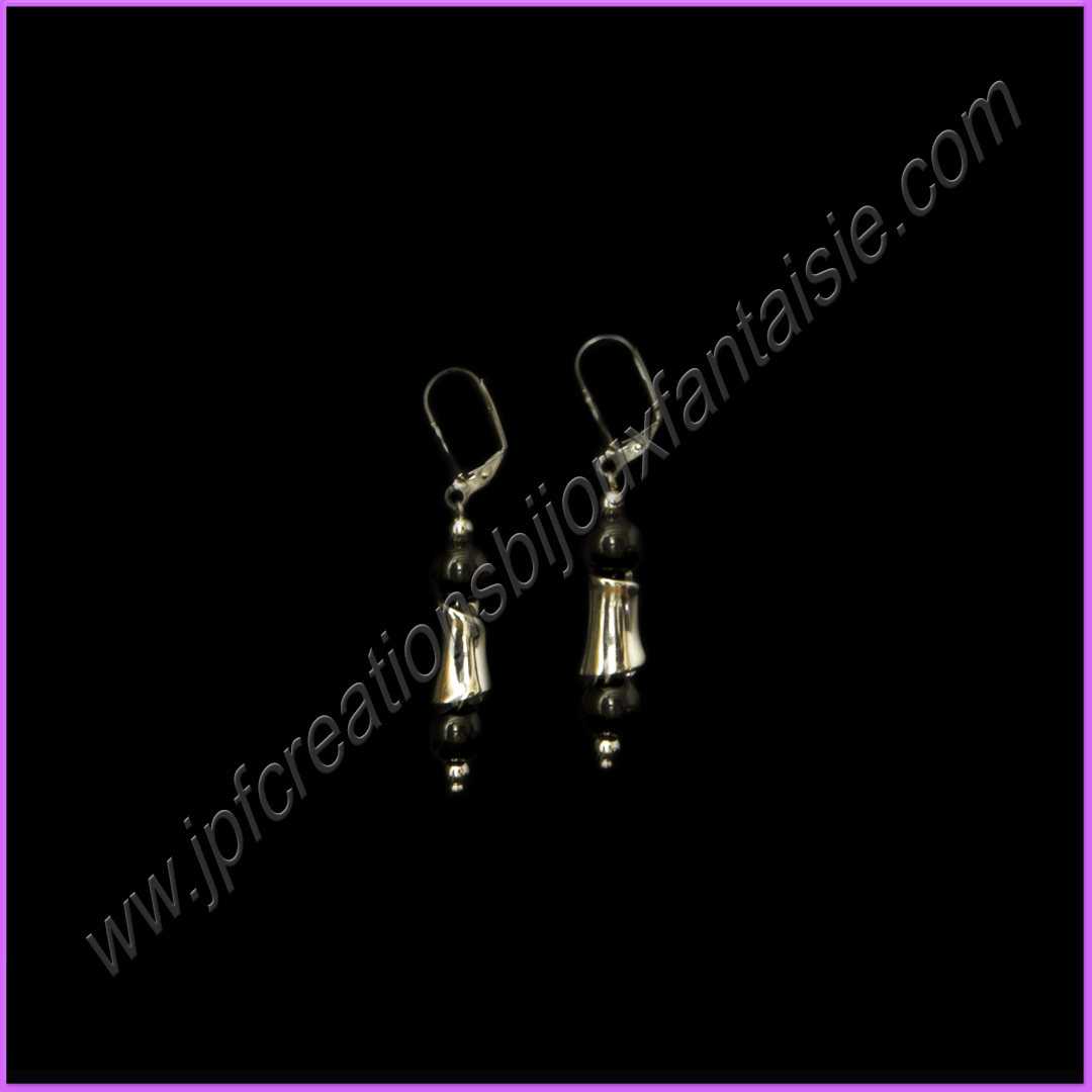 Boucles d\'oreilles acier inoxydable et perles boules obsidienne noire 8mm - BO1313