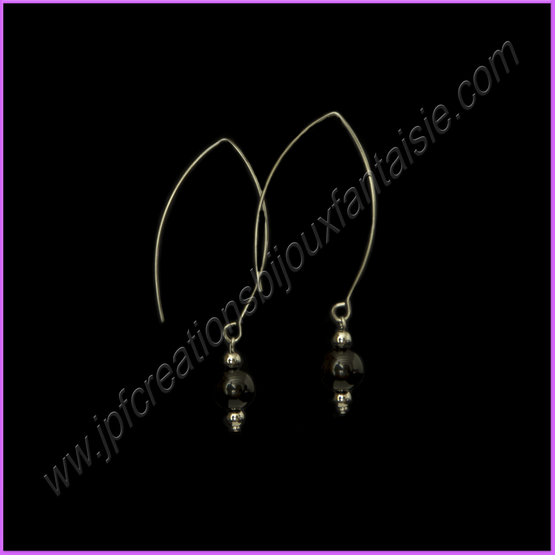 Boucles doreilles obsidienne noire et crochets doreilles fil en acier inoxydable