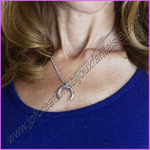 Collier croissant de lune acier inoxydable argent