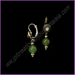 Boucles doreilles aventurine et acier inoxydable