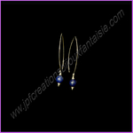 Boucles doreilles acier inoxydable argenté, perles lapis lazuli montées sur crochets doreilles fil