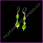 Boucles doreilles Murano vert anis