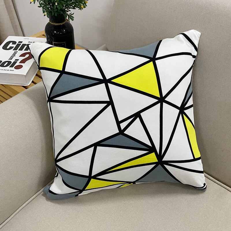 Housse de coussins jaune à motifs (LOTx2) 45x45cm