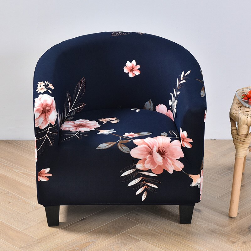 Housse de fauteuil bleu motif floral