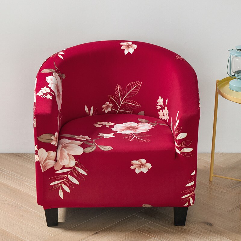 Housse de fauteuil rouge motif floral