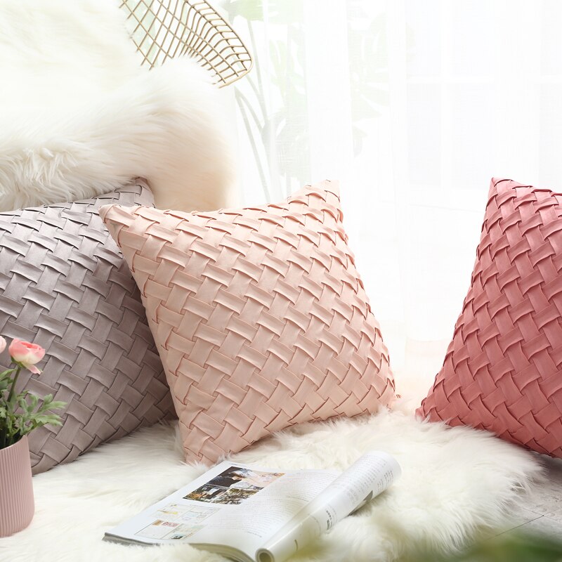 Housse de coussin Nubuck. nuance Rose ou Grise 6 COLORIS 30x50cm 45x45cm