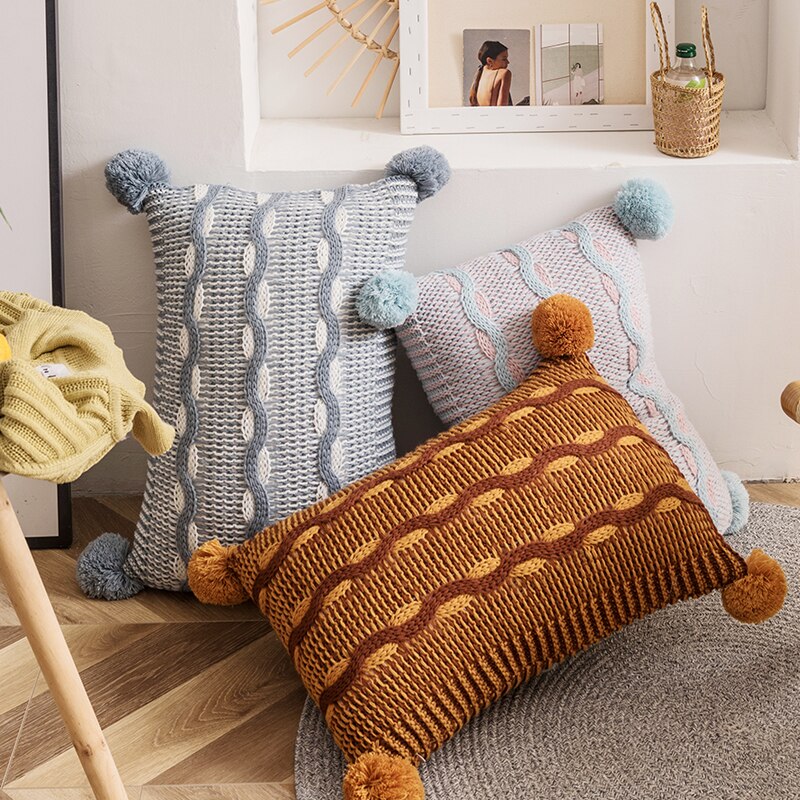 30x50cm-Cushion-Cover-Pink-Green-Yellow-Blue-Coffee-Pompom-Ball-Soft-Home-Decoration-Pillow-Cover-for