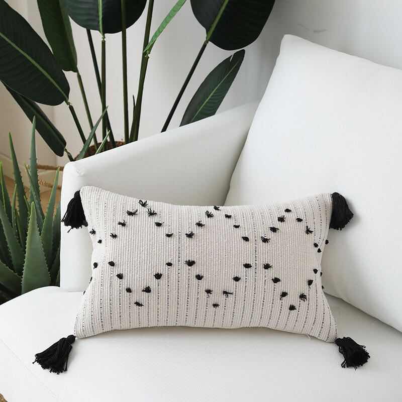 White-Black-Geometric-cushion-cover-Tassels-pillow-cover-Woven-for-Home-decoration-Sofa-Bed-45x45cm-30x50cm