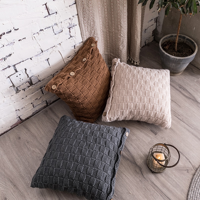 Knit-Cushion-cover-Home-Decoration-45x45cm-Knitted-Pillow-Cover-Simple-Nordic-Style-Grey-Ivory-Coffee-45x45cm