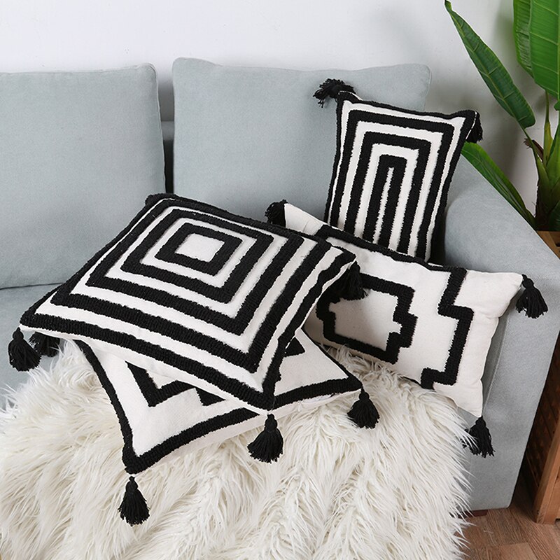 Housse-de-coussin-tuft-g-om-trique-noir-et-blanc-pour-d-coration-int-rieure-salon