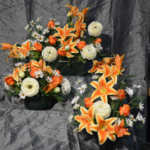 série renoncule blanche et lys orange