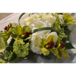 dessus focus de cercueil Rose blanche et Anthurium vert