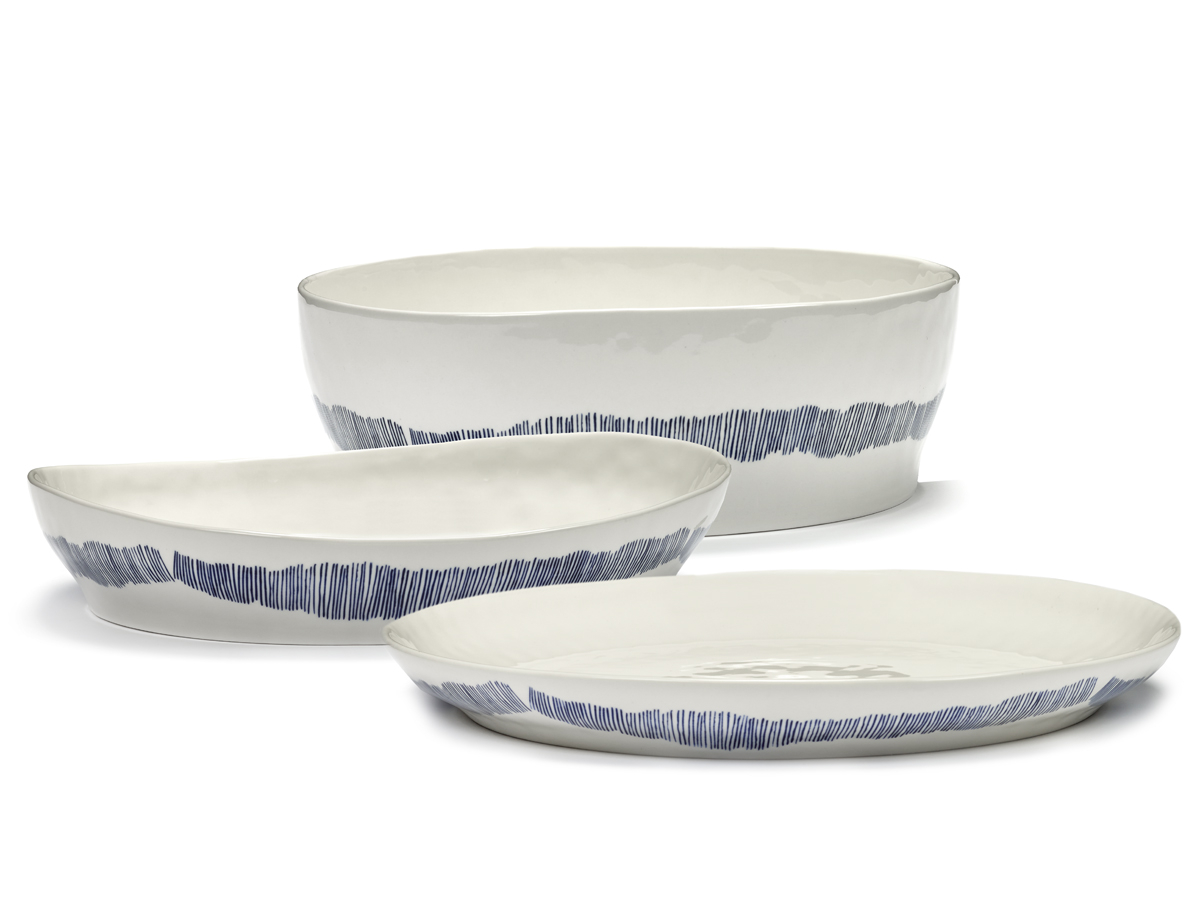 Plat de service FEAST blanc rayures bleues SWIRL B8921013B (4)