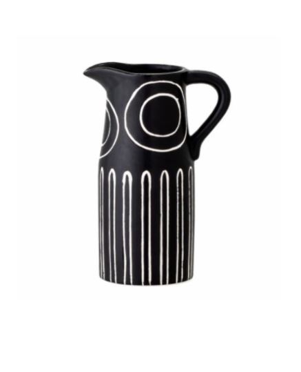 vase troy noir en grès 82050090 D7,5 h17 L11cm bloomingville (2)