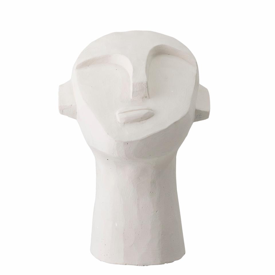 tête sculpture en ciment blanc
