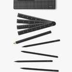 Boite avec ensemble de crayons noirs et règle multi-graduée CINQPOINTS 1