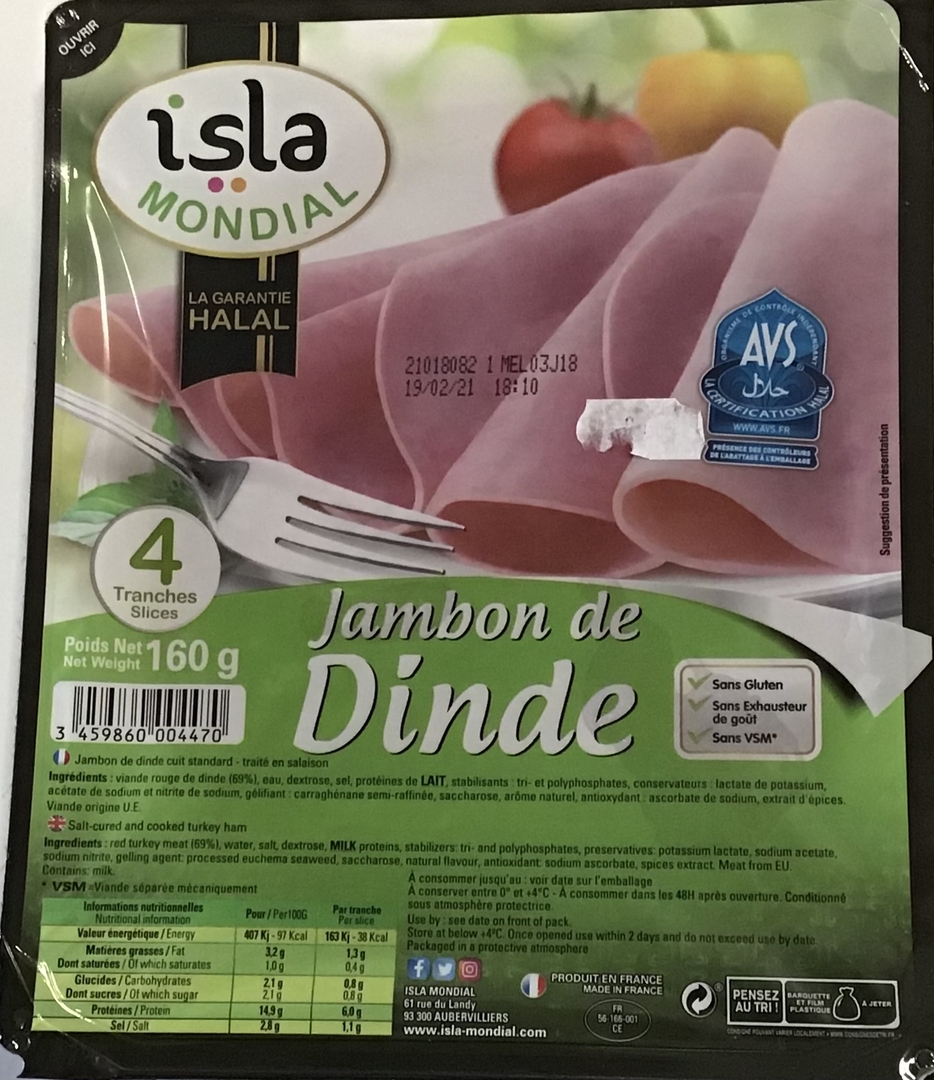 Jambon de dinde - Charcuterie - Dôme-Halal
