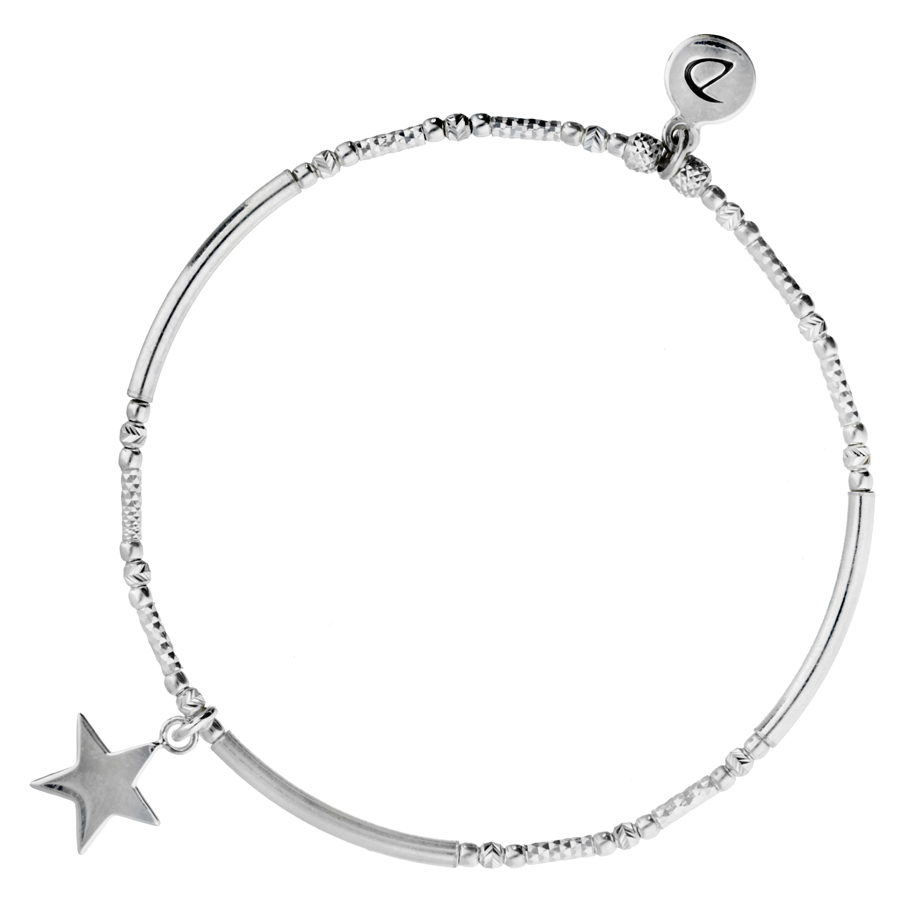 BRACELET ÉLASTIQUE ETOILE TUBES LISSES ET DIAMANTES