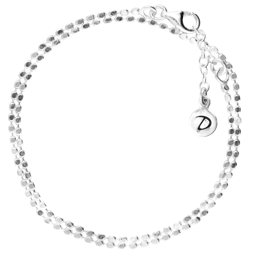 BRACELET DOUBLE CHAÎNE PETITS CARRES LISSES