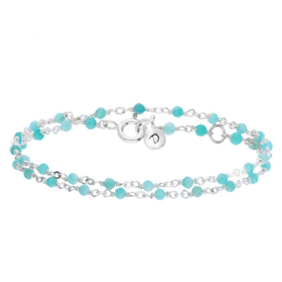 BRACELET BELIZE DOUBLE RANGS BLEU CLAIR