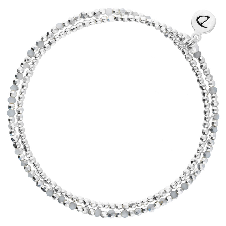 BRACELET HEAVEN GRIS IRISÉ SILVER DOUBLE TOURS